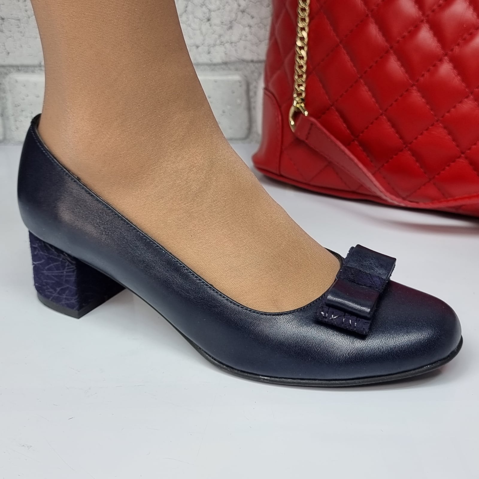 Pantofi Damă Eleganți Din Piele Naturală Blue 20197