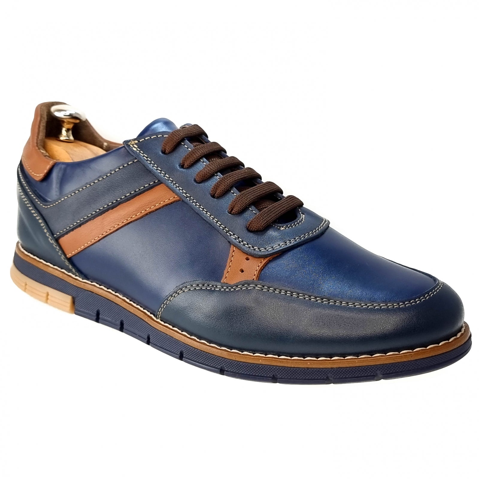 Pantofi Bărbați Sport Din Piele Naturală Blue Maro 3515