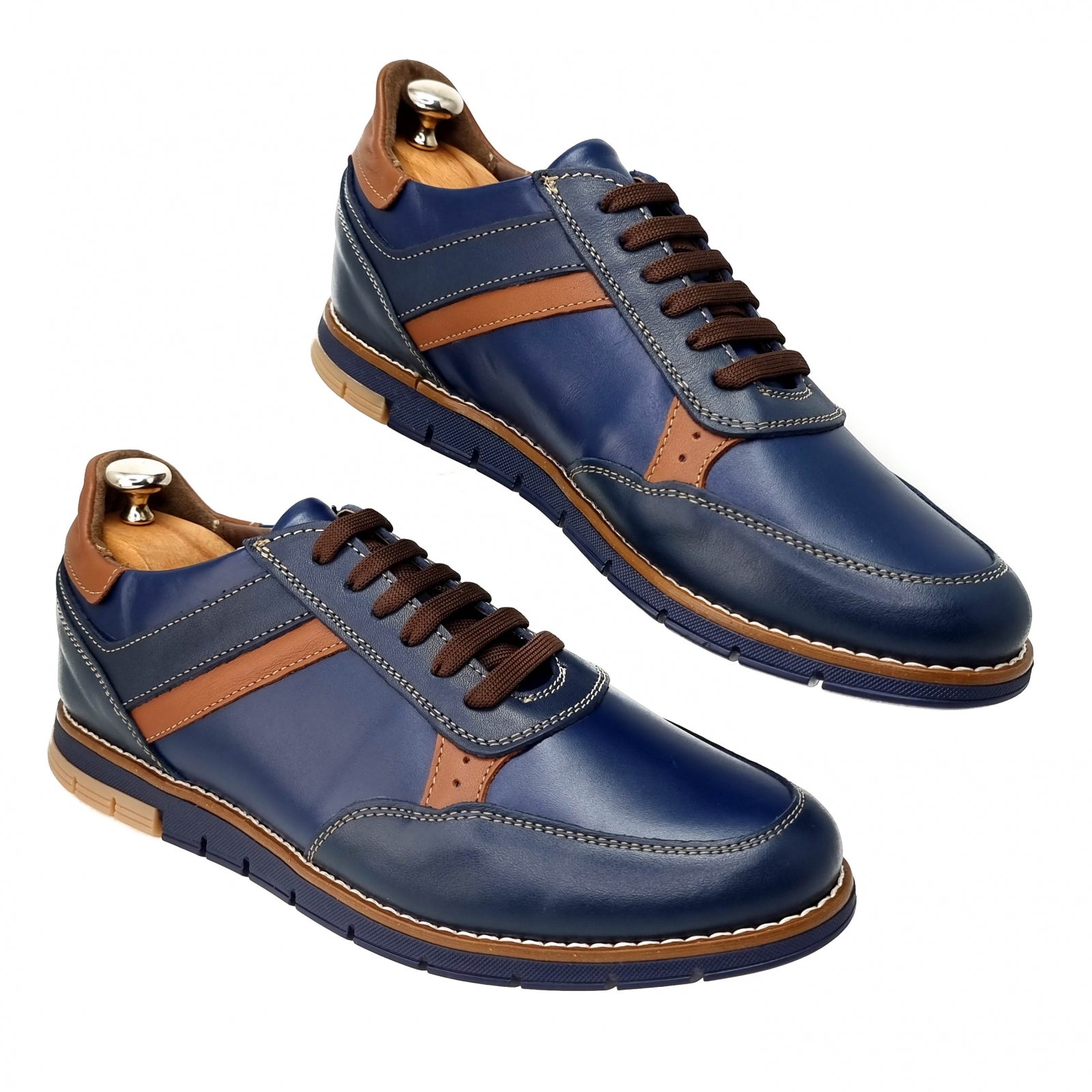 Pantofi Bărbați Sport Din Piele Naturală Blue Maro 3515