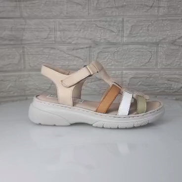 Sandale Damă Casual Confort Din Piele Naturală Bej 13840