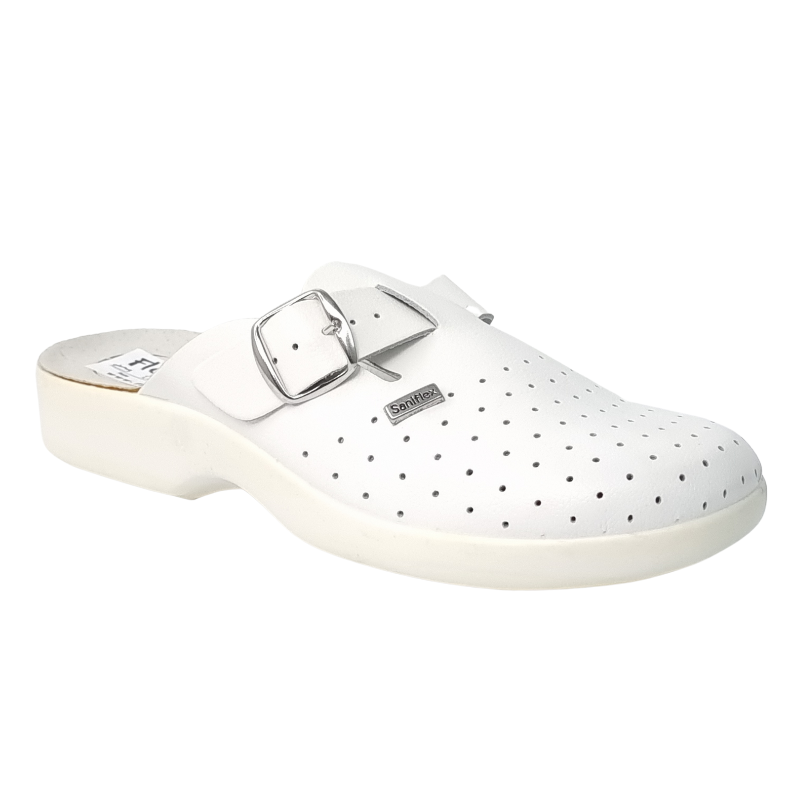 Saboți Sanitari Bărbați Din Piele Naturală Albă 5506