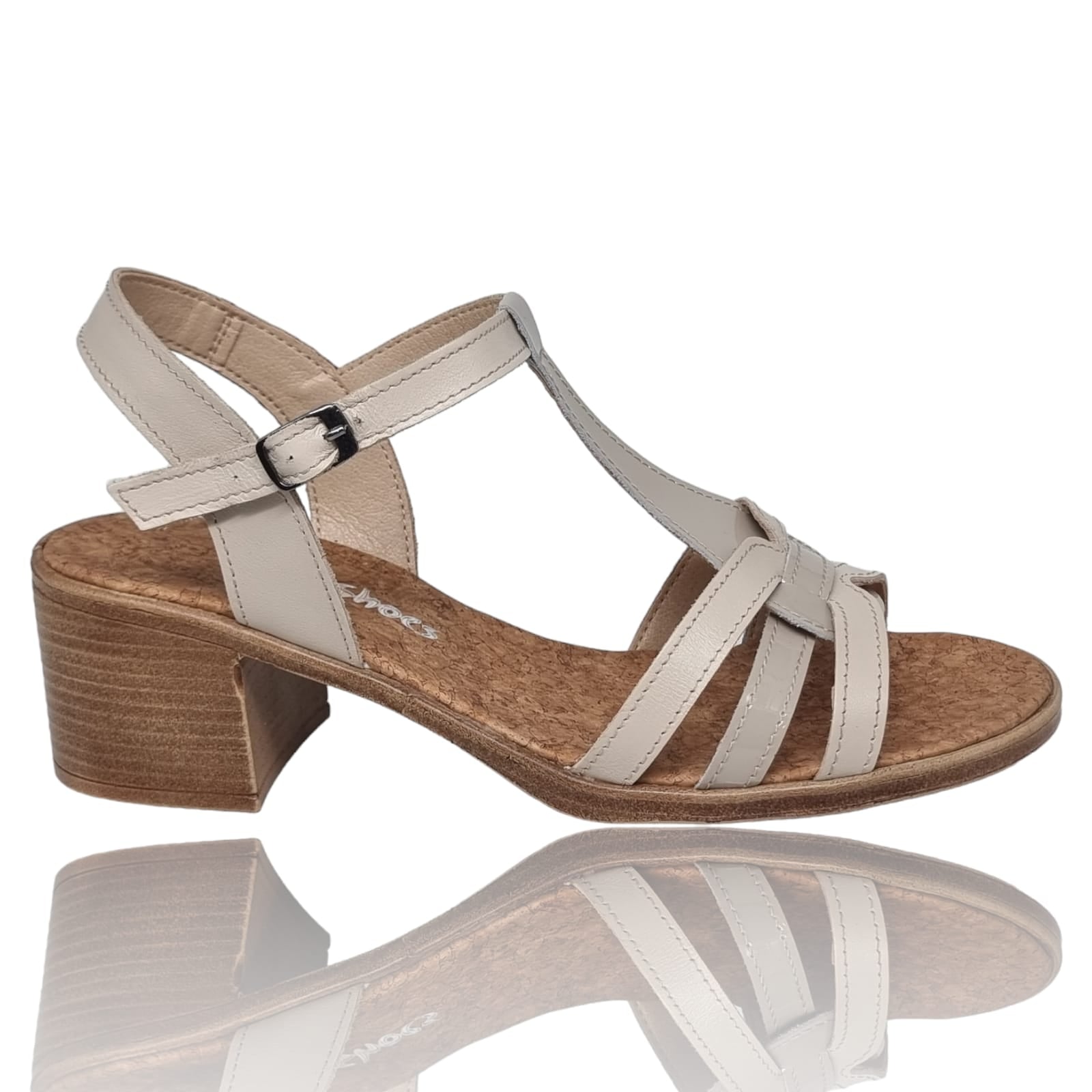 Sandale Damă Casual Confort Din Piele Naturală Crem 13725