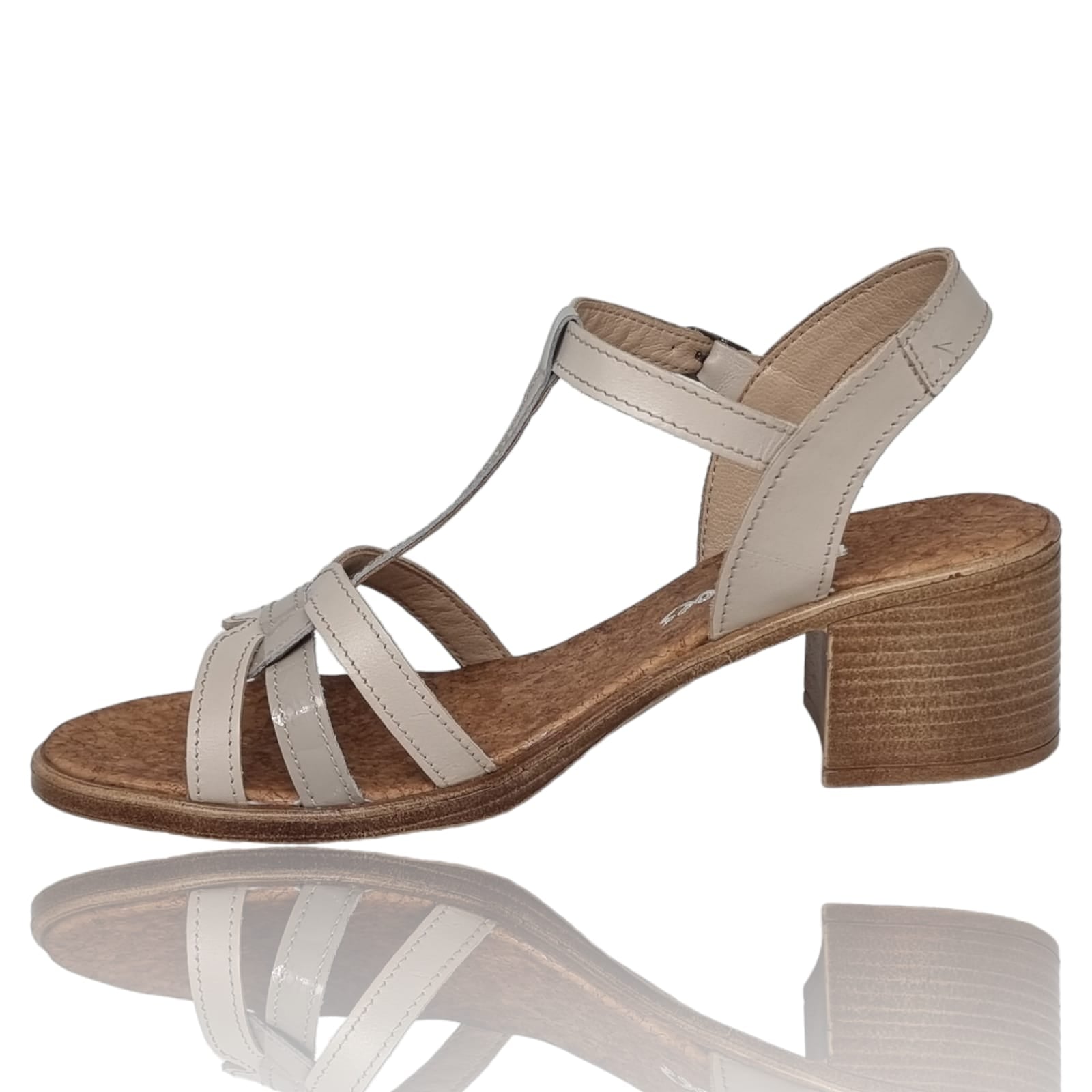 Sandale Damă Casual Confort Din Piele Naturală Crem 13725