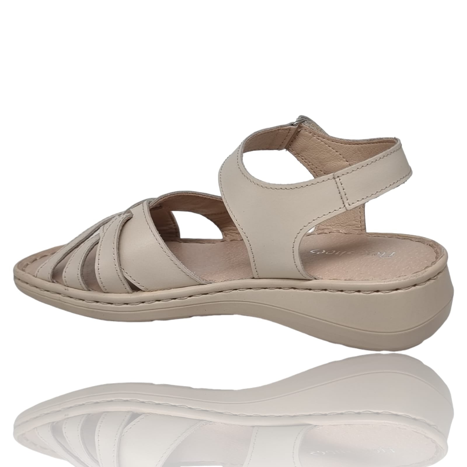 Sandale Damă Casual Confort Din Piele Naturală Crem 13724