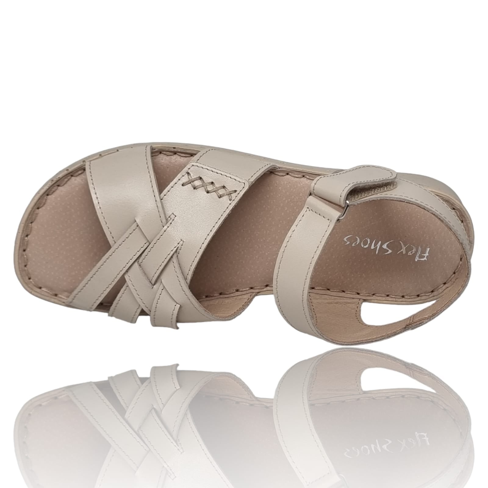 Sandale Damă Casual Confort Din Piele Naturală Crem 13724
