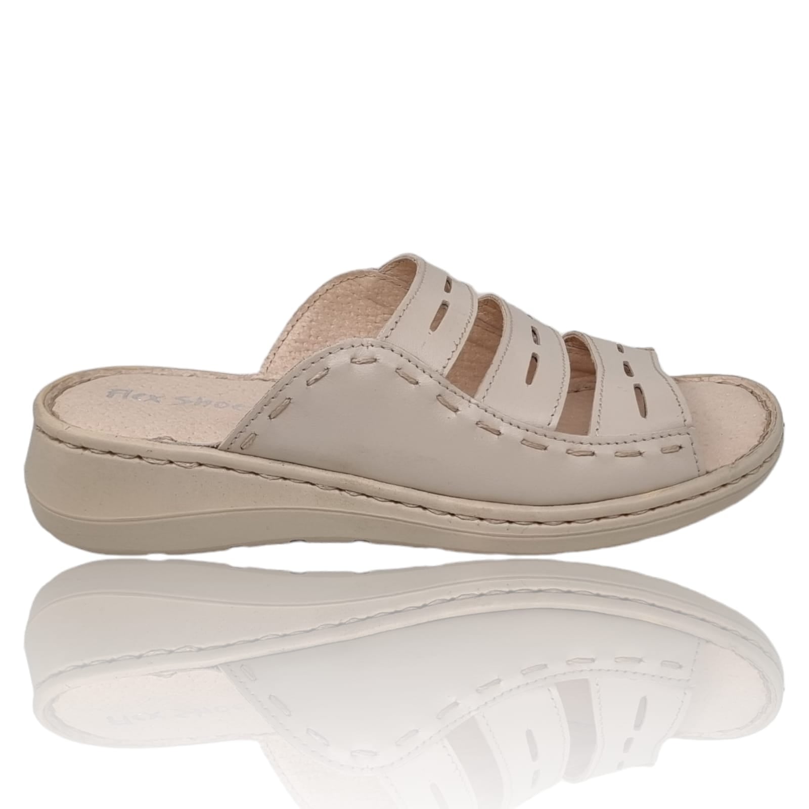 Sandale Damă Casual Confort Din Piele Naturală Crem 13715