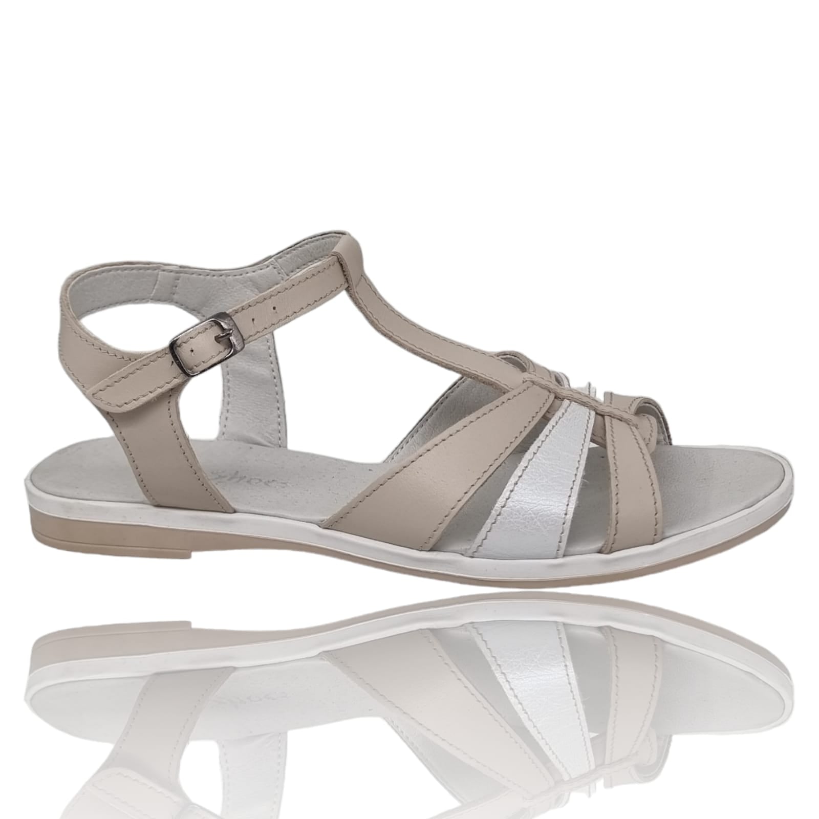 Sandale Damă Casual Confort Din Piele Naturală Crem 13500