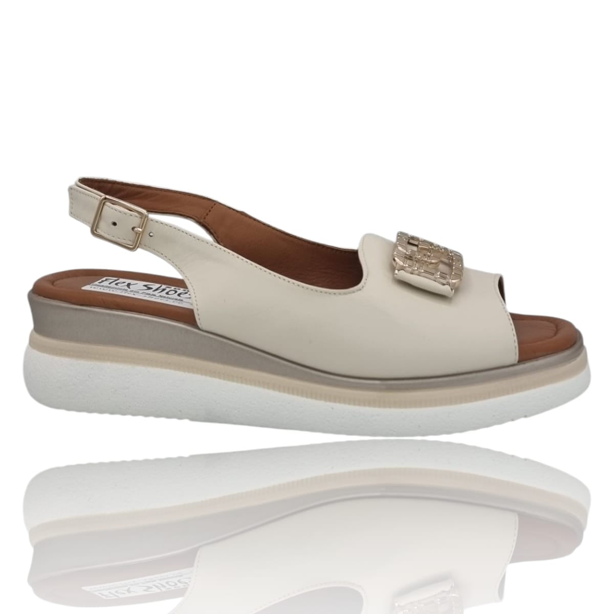 Sandale Damă Casual Confort Din Piele Naturală Crem 13740