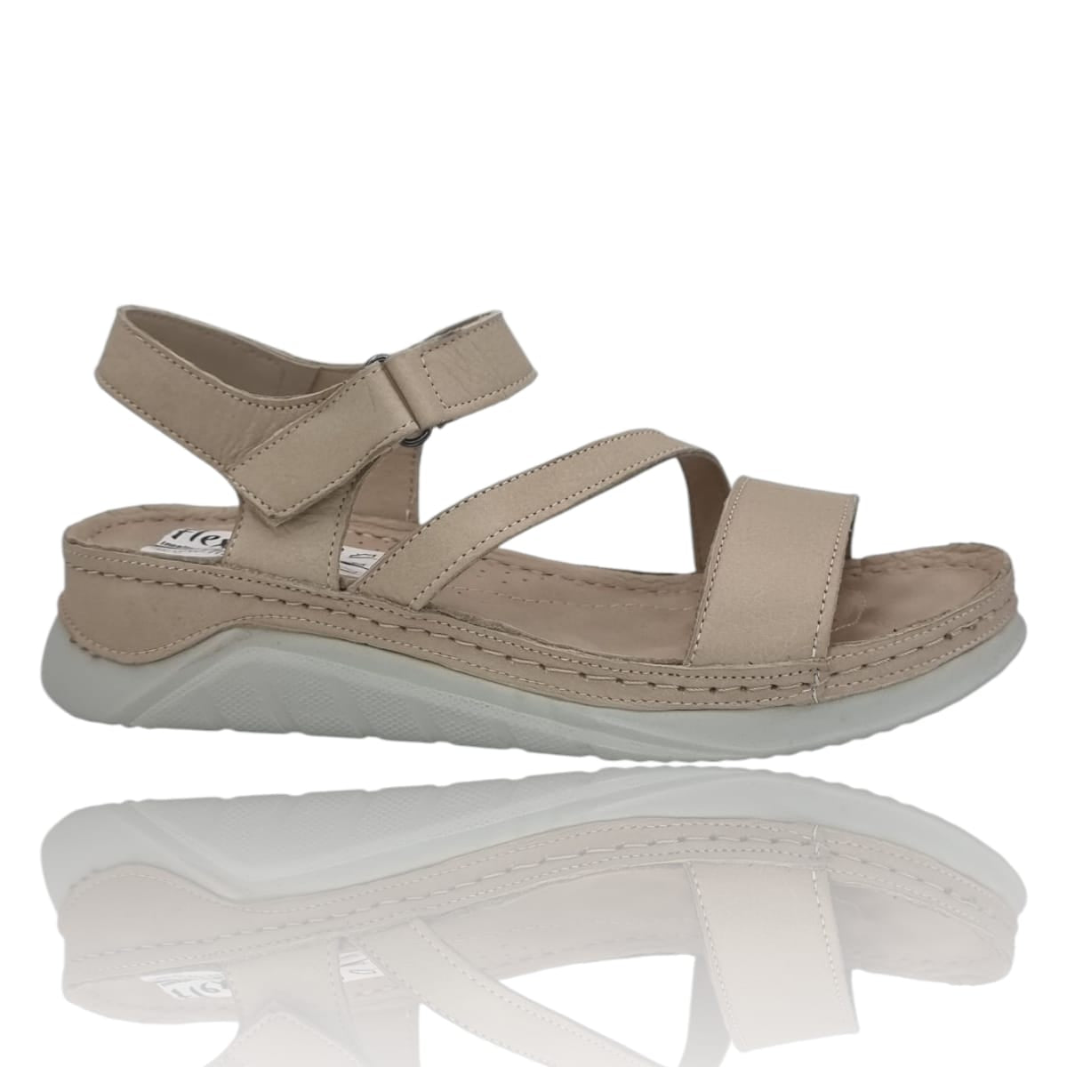 Sandale Damă Casual Confort Din Piele Naturală Crem 13742