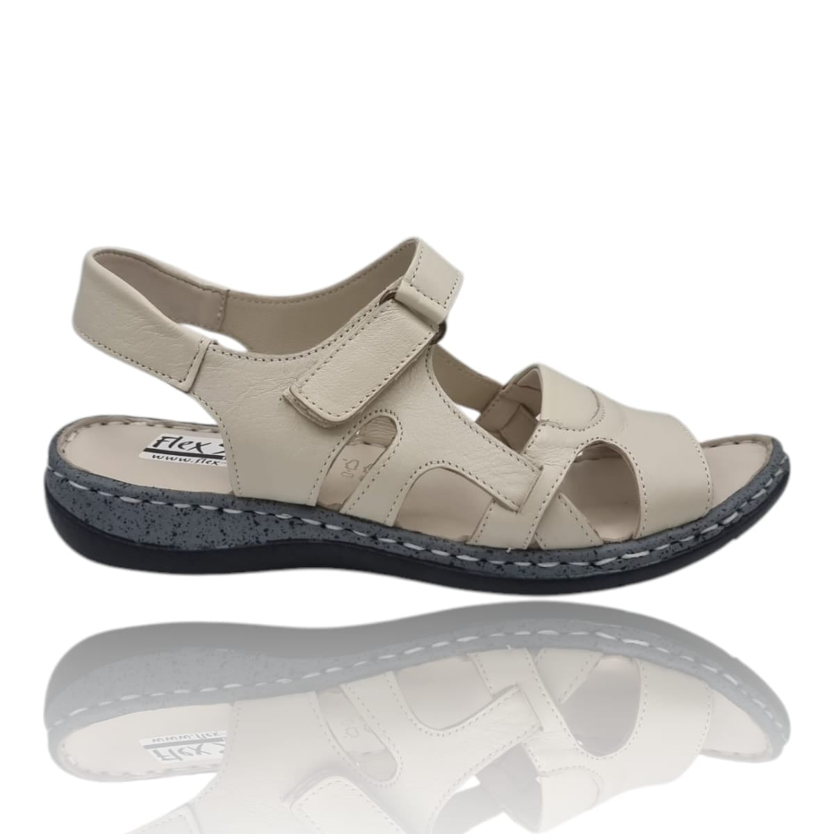 Sandale Damă Casual Confort Din Piele Naturală Crem 13759