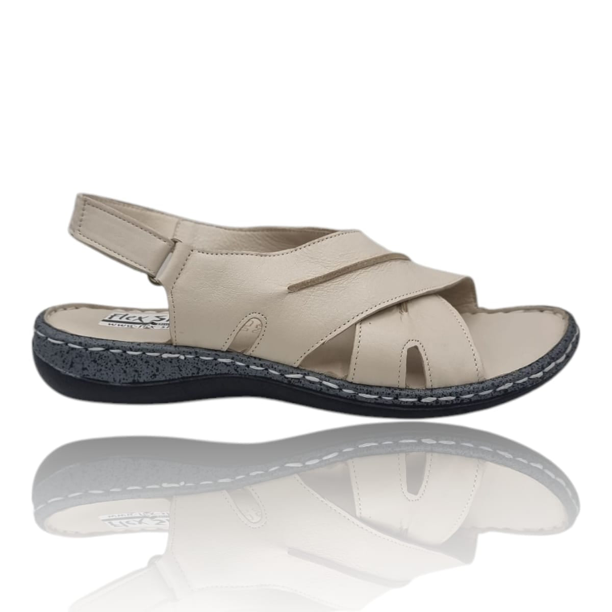 Sandale Damă Casual Confort Din Piele Naturală Crem 13760