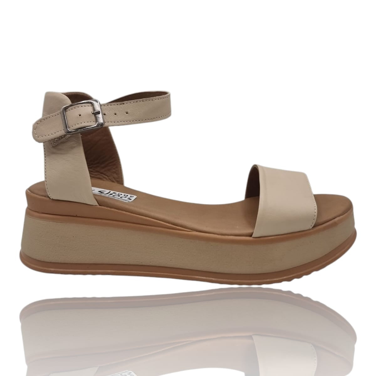 Sandale Damă Casual Confort Din Piele Naturală Crem 13762