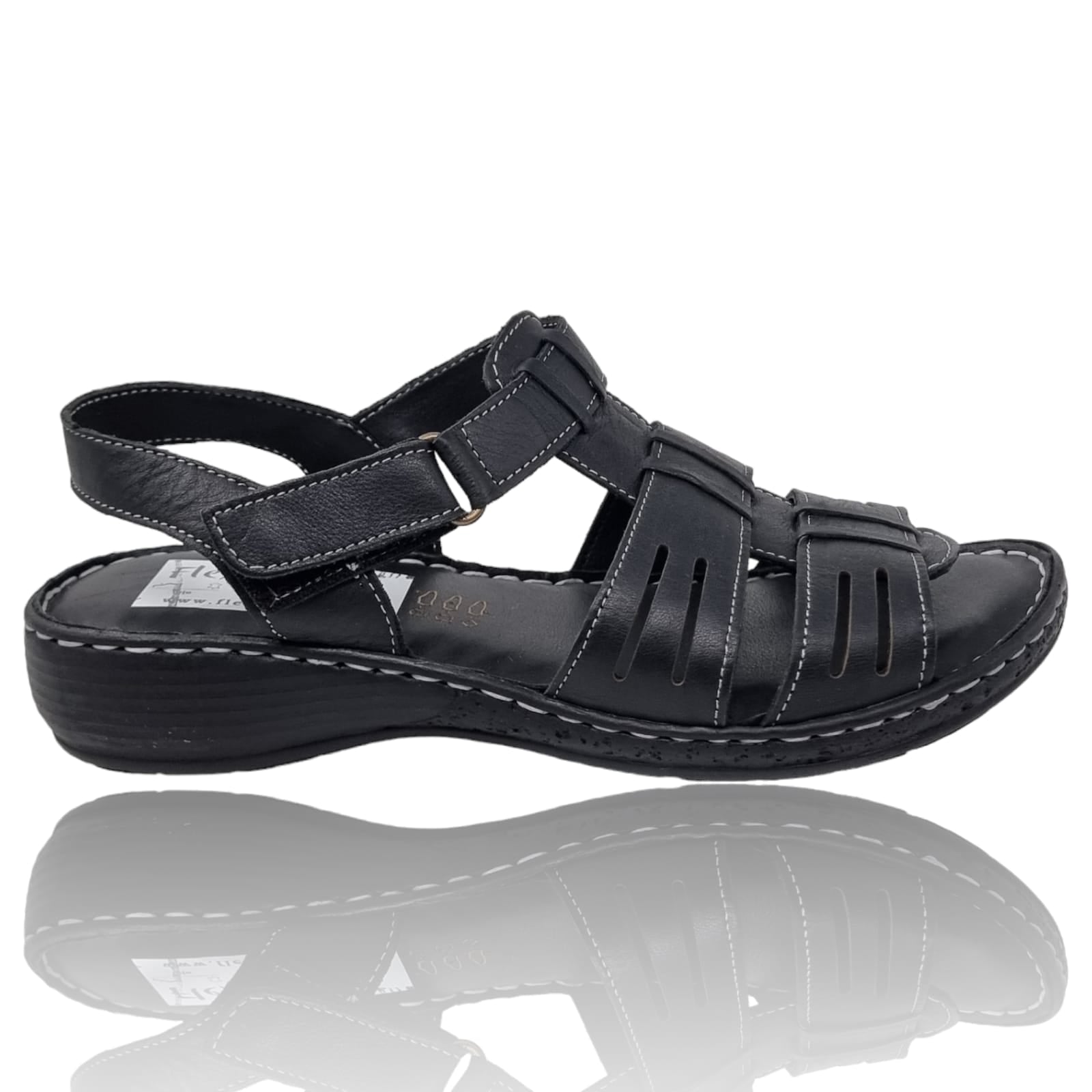 Sandale Damă Casual Confort Din Piele Naturală Neagră 13548