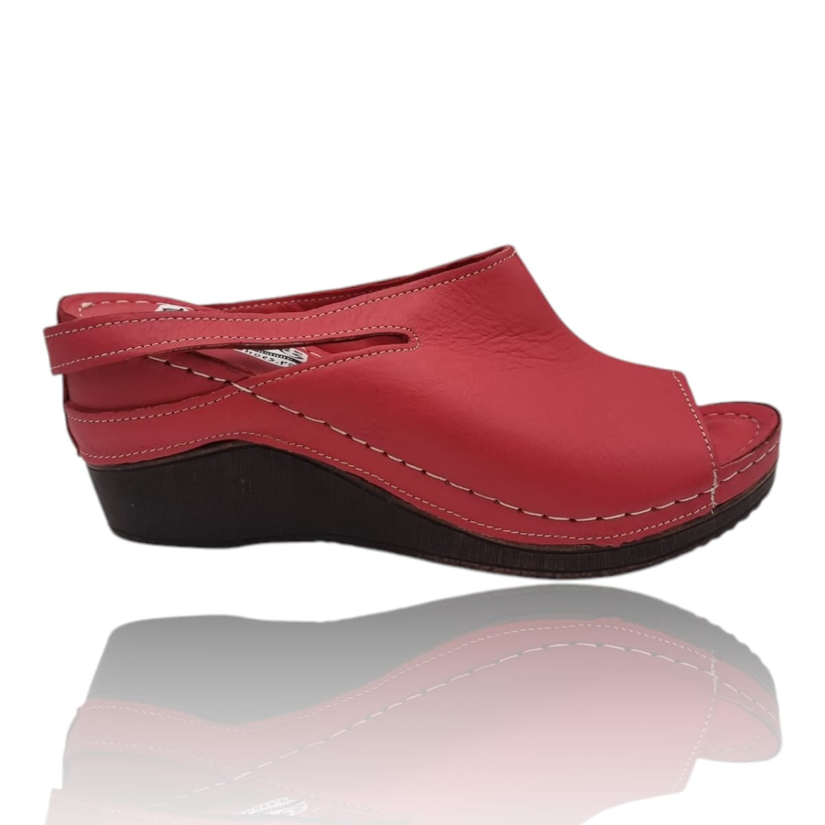 Sandale Damă Casual Confort Din Piele Naturală Roșie 13754