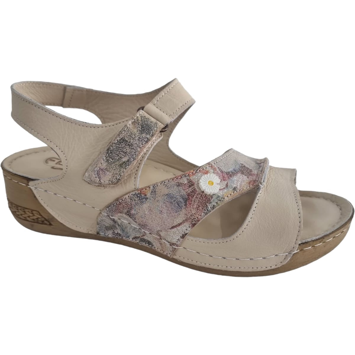 Sandale Damă Din Piele Naturală Crem 13606