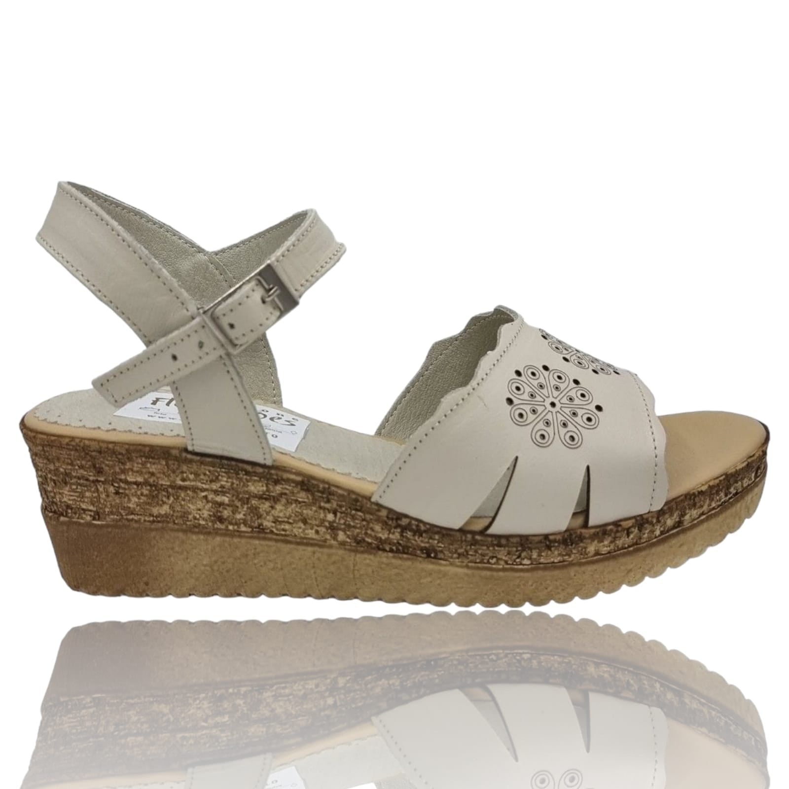 Sandale Damă Din Piele Naturală Crem 13634