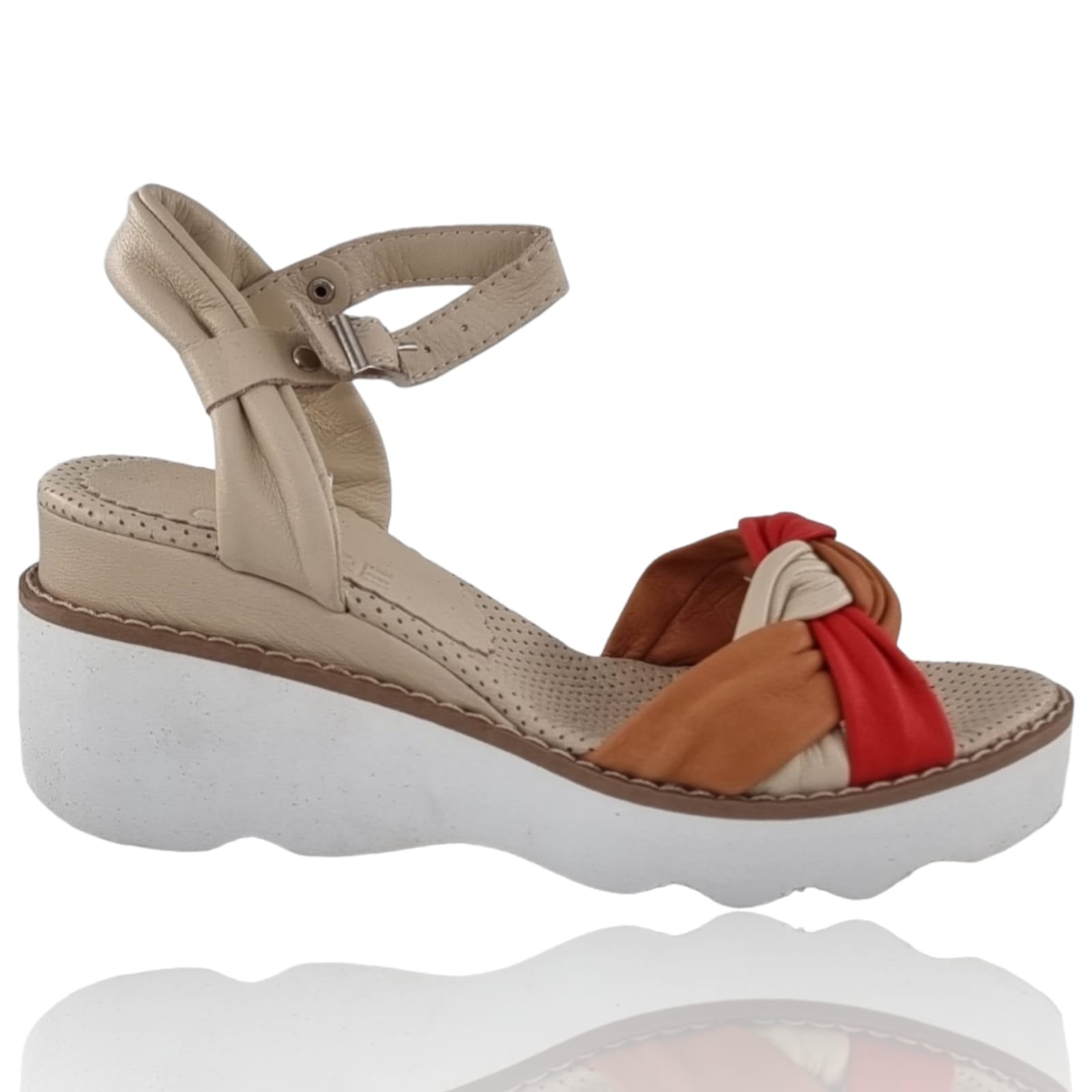 Sandale Damă Din Piele Naturală Crem 13638