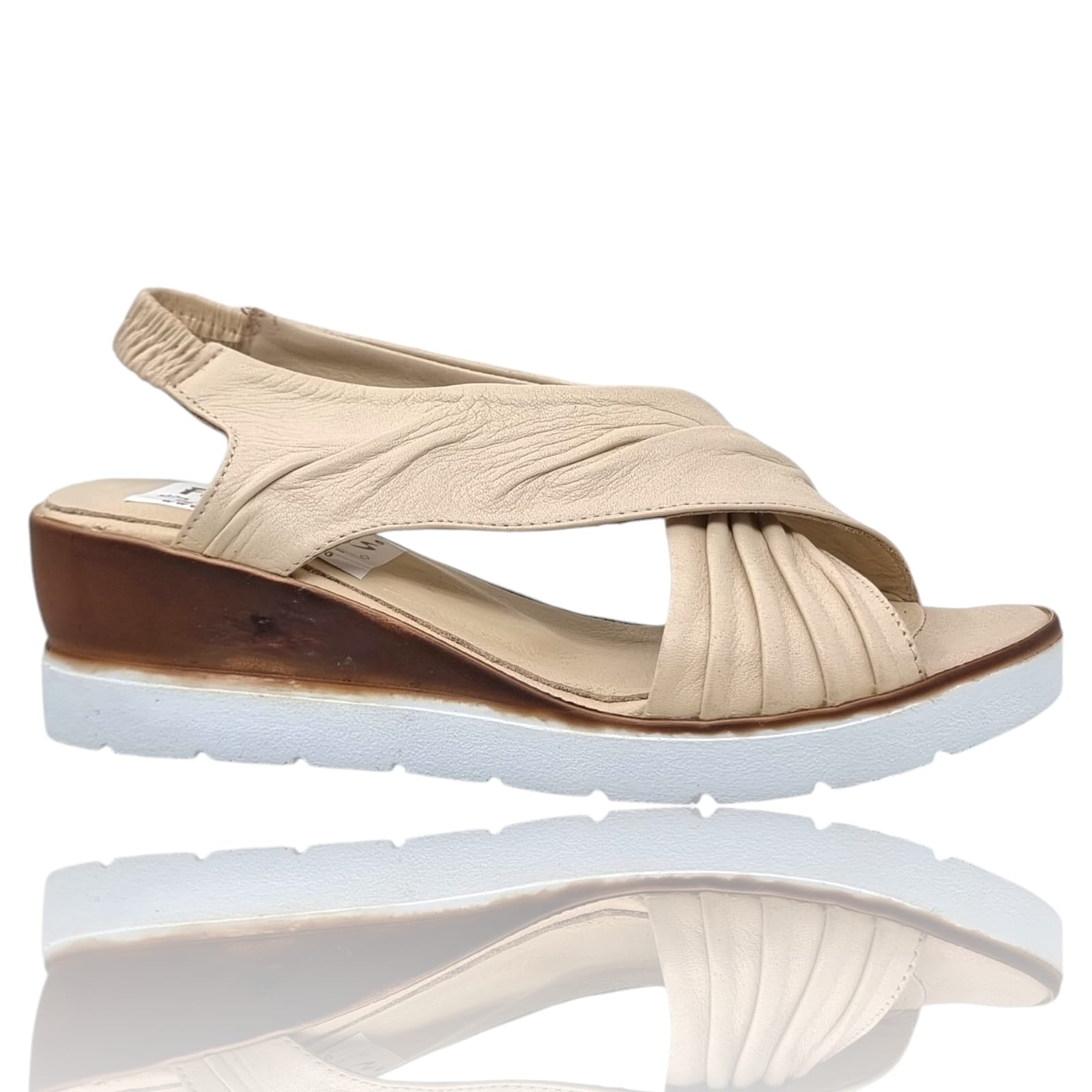 Sandale Damă Din Piele Naturală Crem 13641
