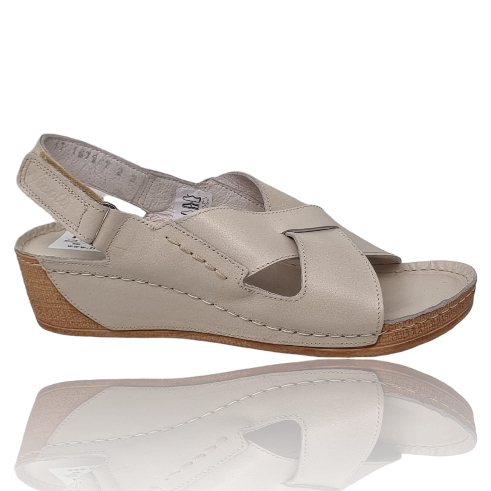 Sandale Damă Din Piele Naturală Crem 13582