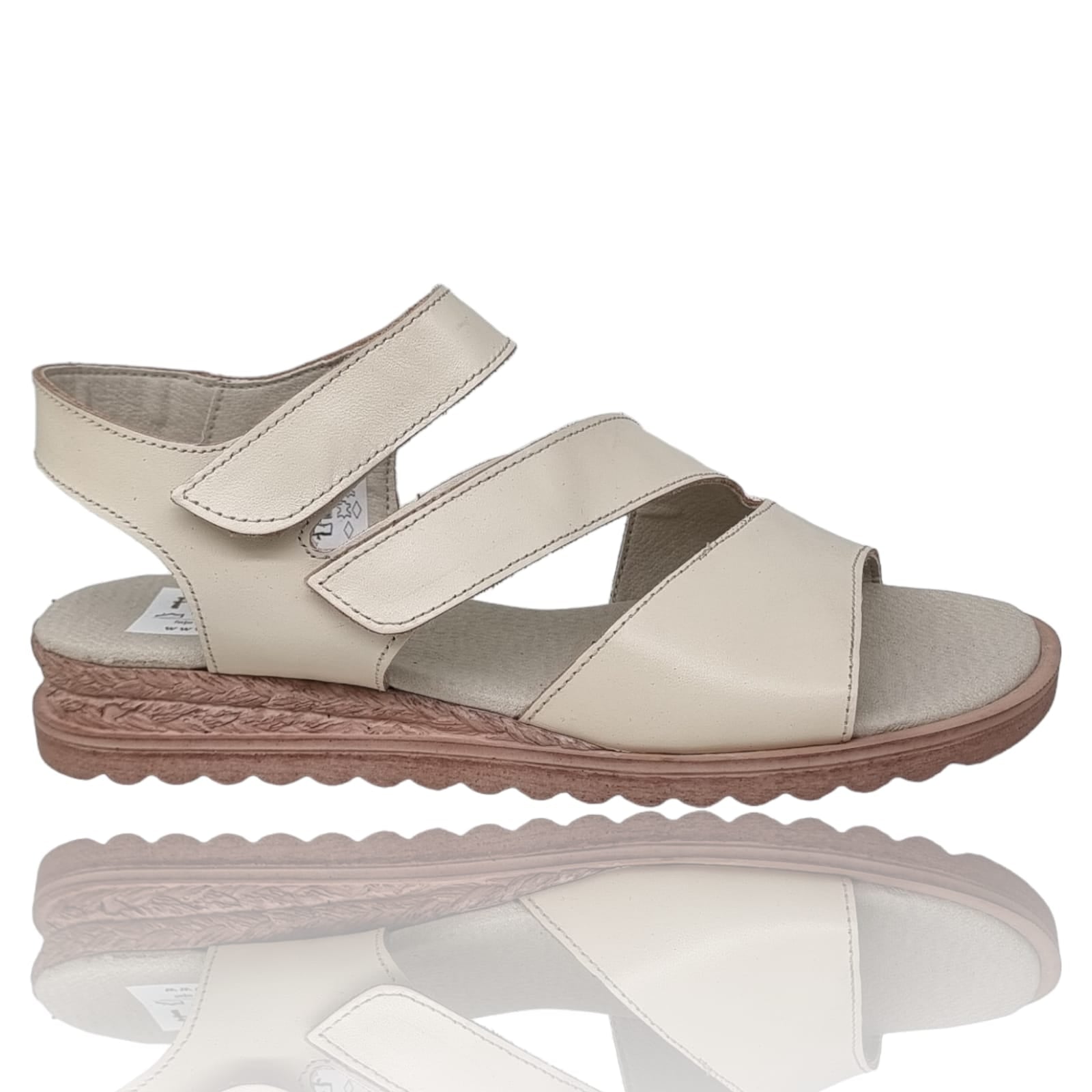 Sandale Damă Din Piele Naturală Crem 13596