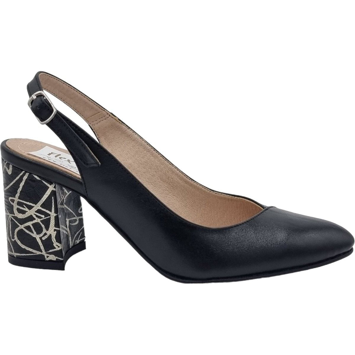 Pantofi Damă Eleganți Din Piele Naturală Negru Linii Au 20517