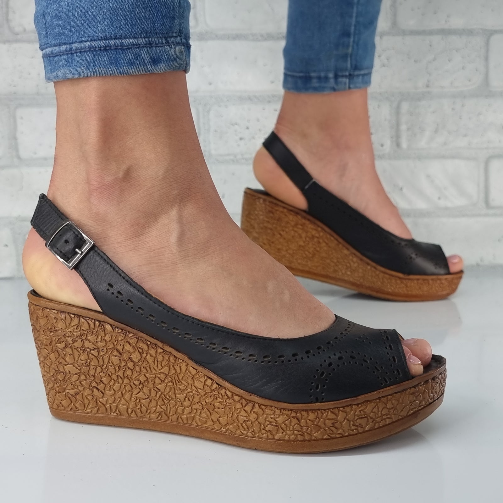 Sandale Damă Din Piele Naturală Neagră 13586