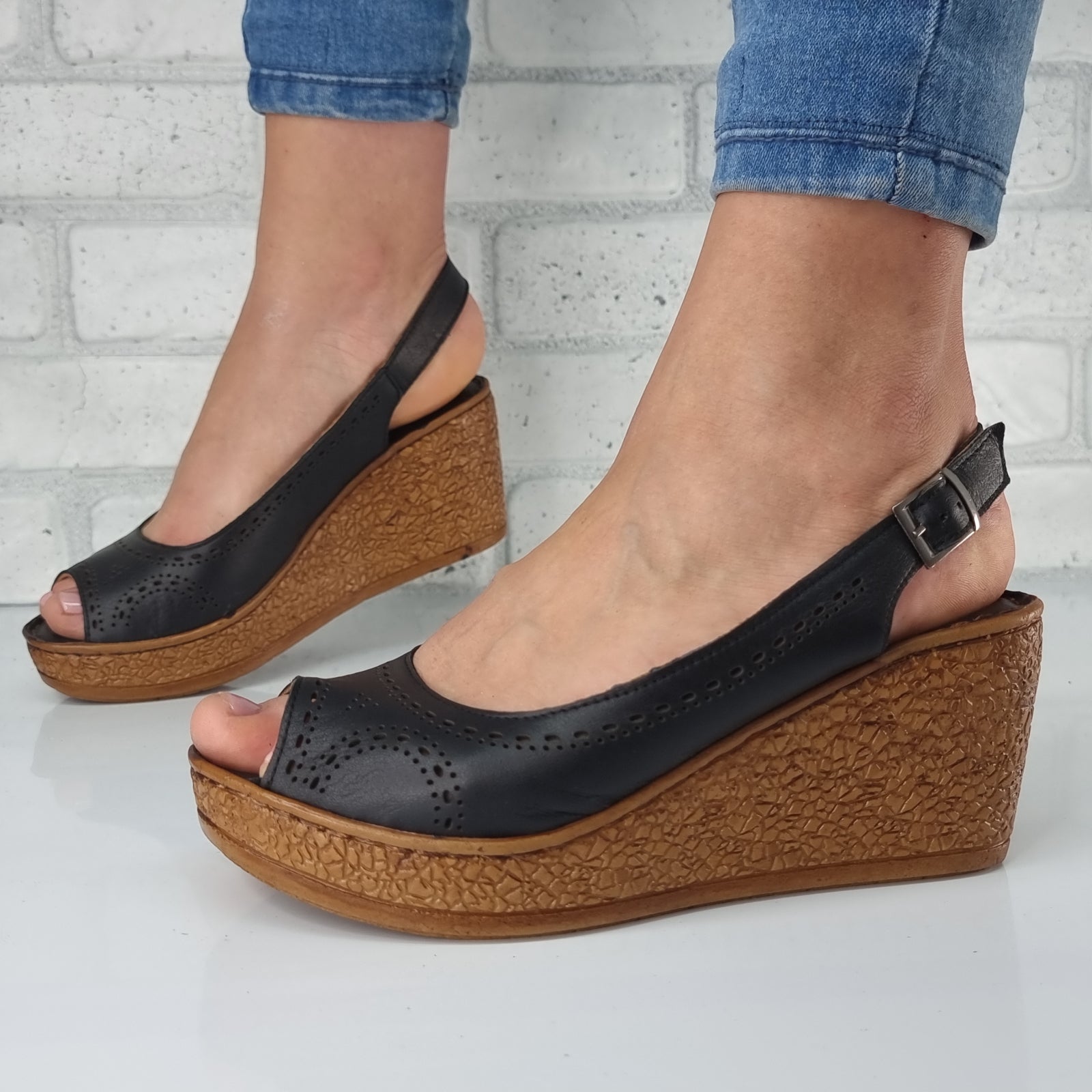 Sandale Damă Din Piele Naturală Neagră 13586